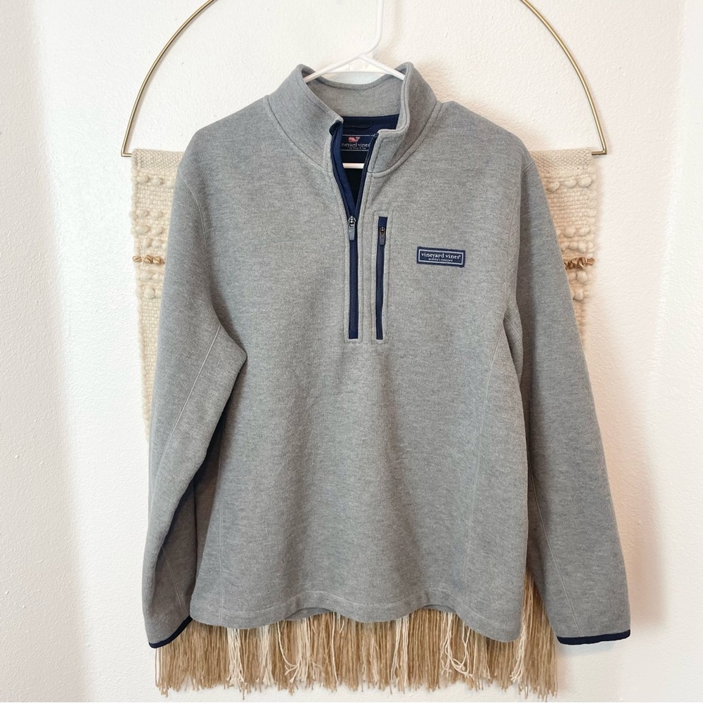 Vineyard Vines Gray Collegiate Ribbed 1/2 Zip Pullover Men’s M